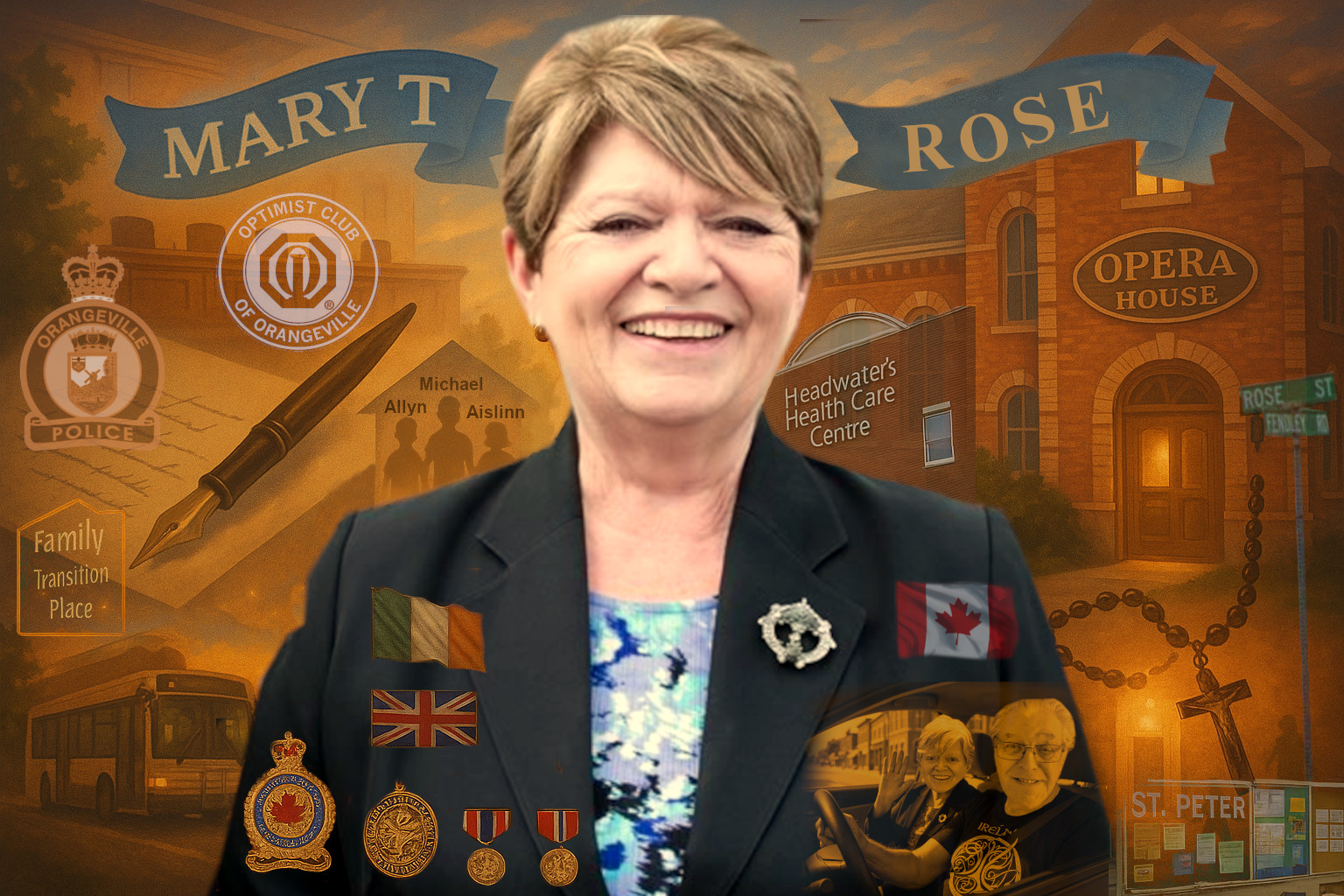 Tribute collage of Mary T. Rose and her life of service